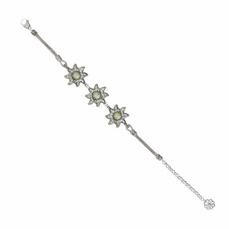 Filigree Art Citrine Gemstone Star Figured Women Silver Link Bracelet - Drakoi Marketplace