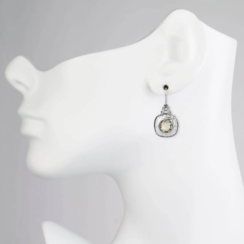 Filigree Art Citrine Gemstone Women Silver Drop Earrings - Drakoi Marketplace