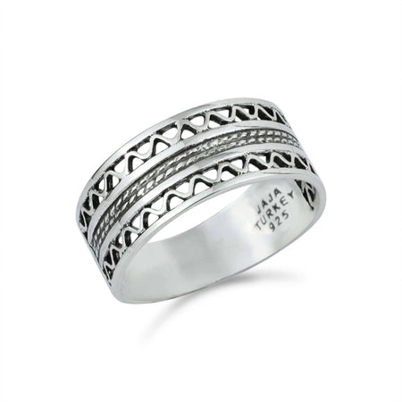 Filigree Art Sterling Silver Women Dainty Band Ring - Drakoi Marketplace