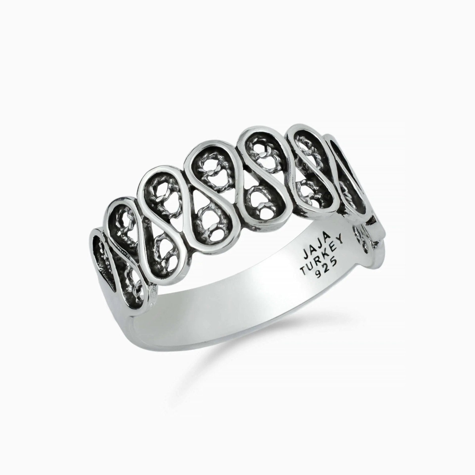 Filigree Art Sterling Silver Women Wavy Band Ring - Drakoi Marketplace