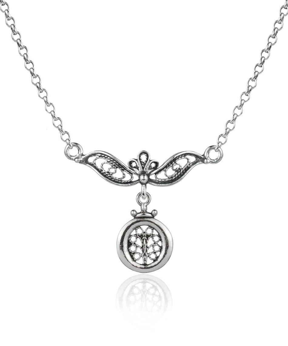 Filigree Art Tree of Life Design Women Silver Choker Necklace - Drakoi Marketplace