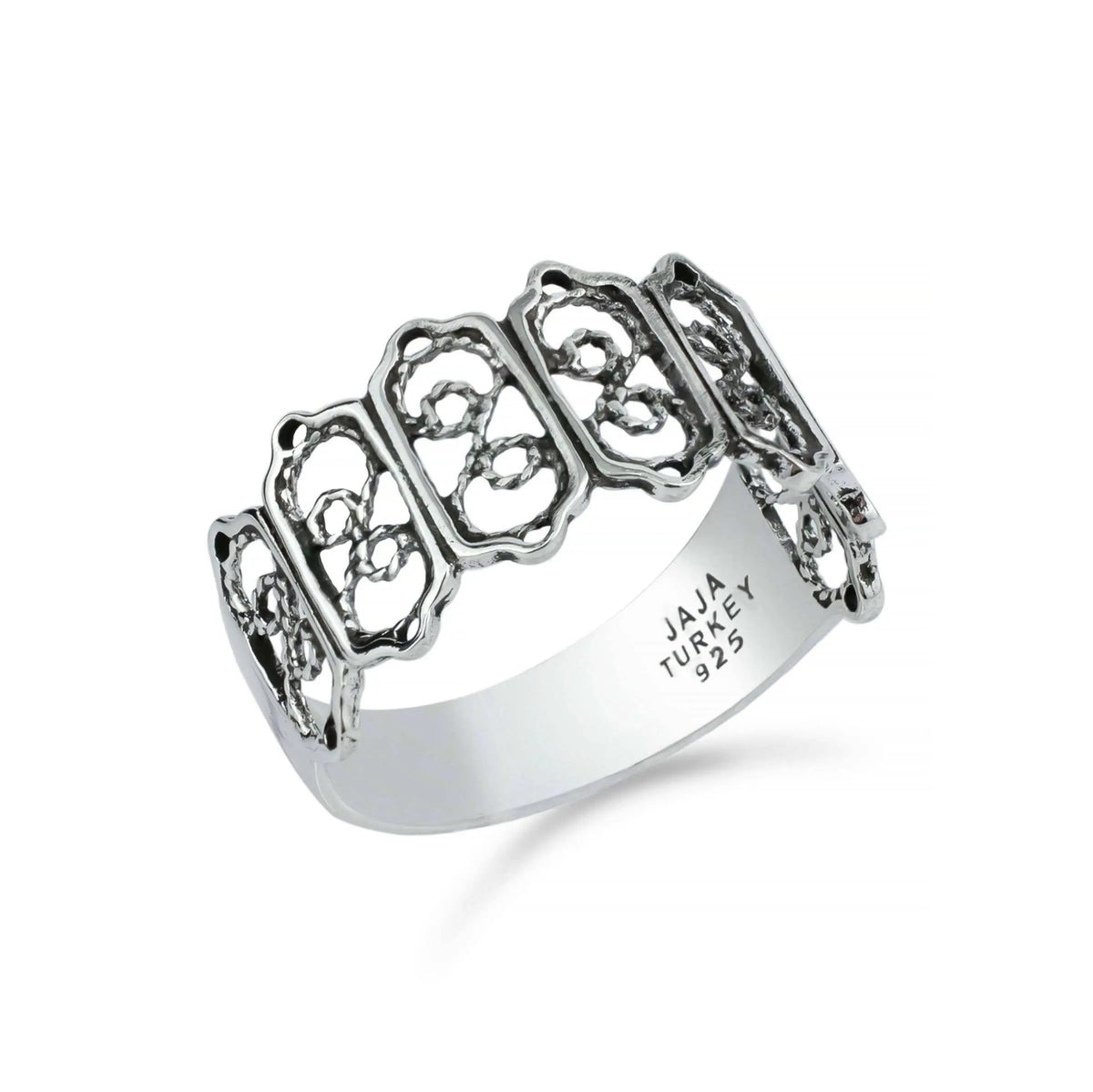 Filigree Art Women Sterling Silver Dainty Band Ring - Drakoi Marketplace