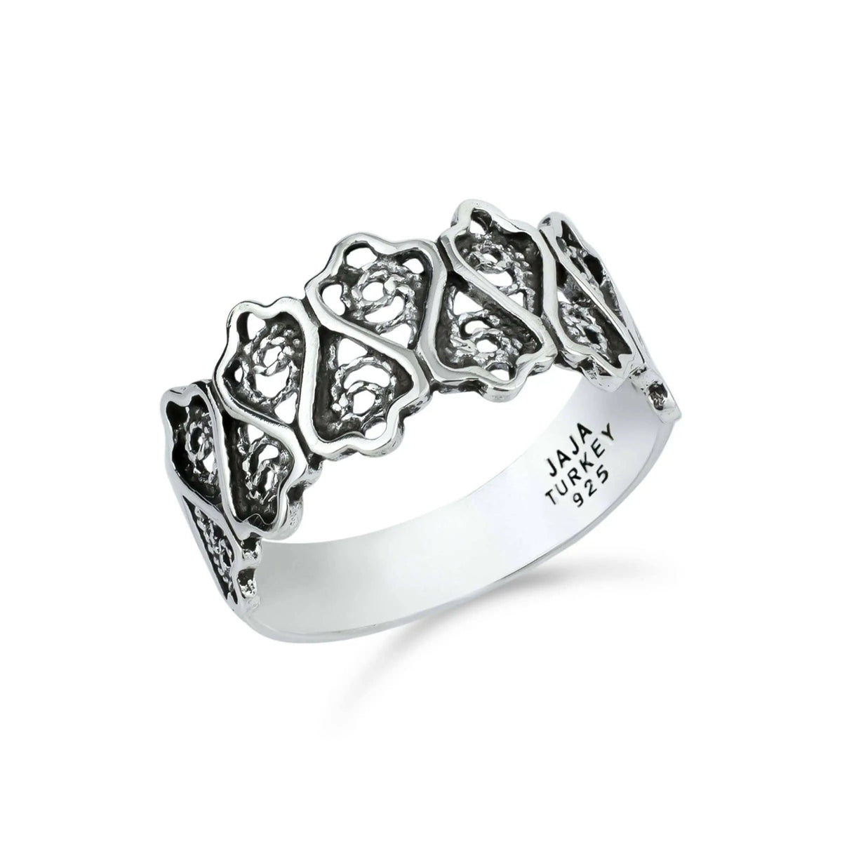 Filigree Art Women Sterling Silver Lotus Flower Figured Band Ring - Drakoi Marketplace