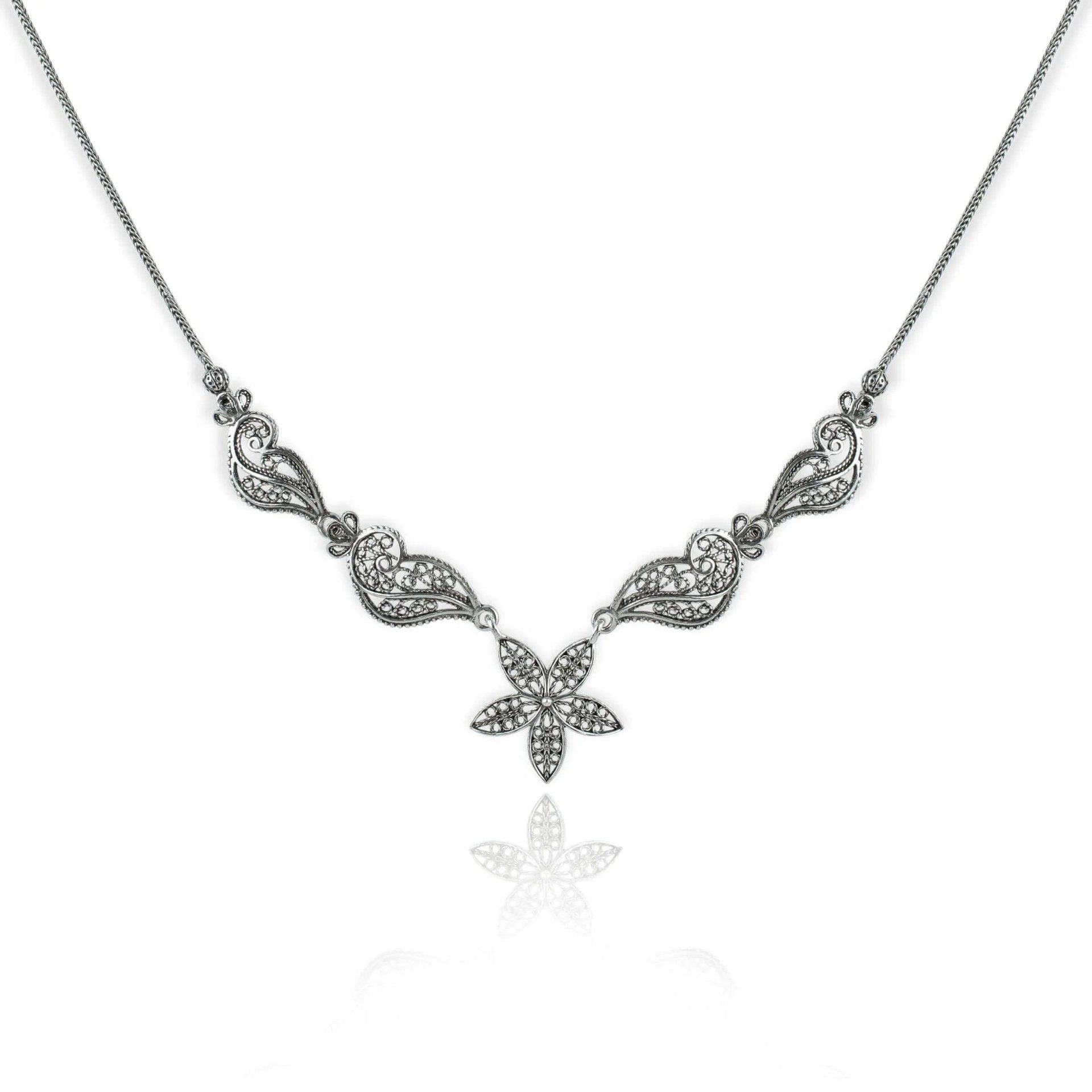 Filigree Art Women Sterling Silver Princess Necklace - Drakoi Marketplace