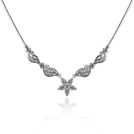 Filigree Art Women Sterling Silver Princess Necklace - Drakoi Marketplace