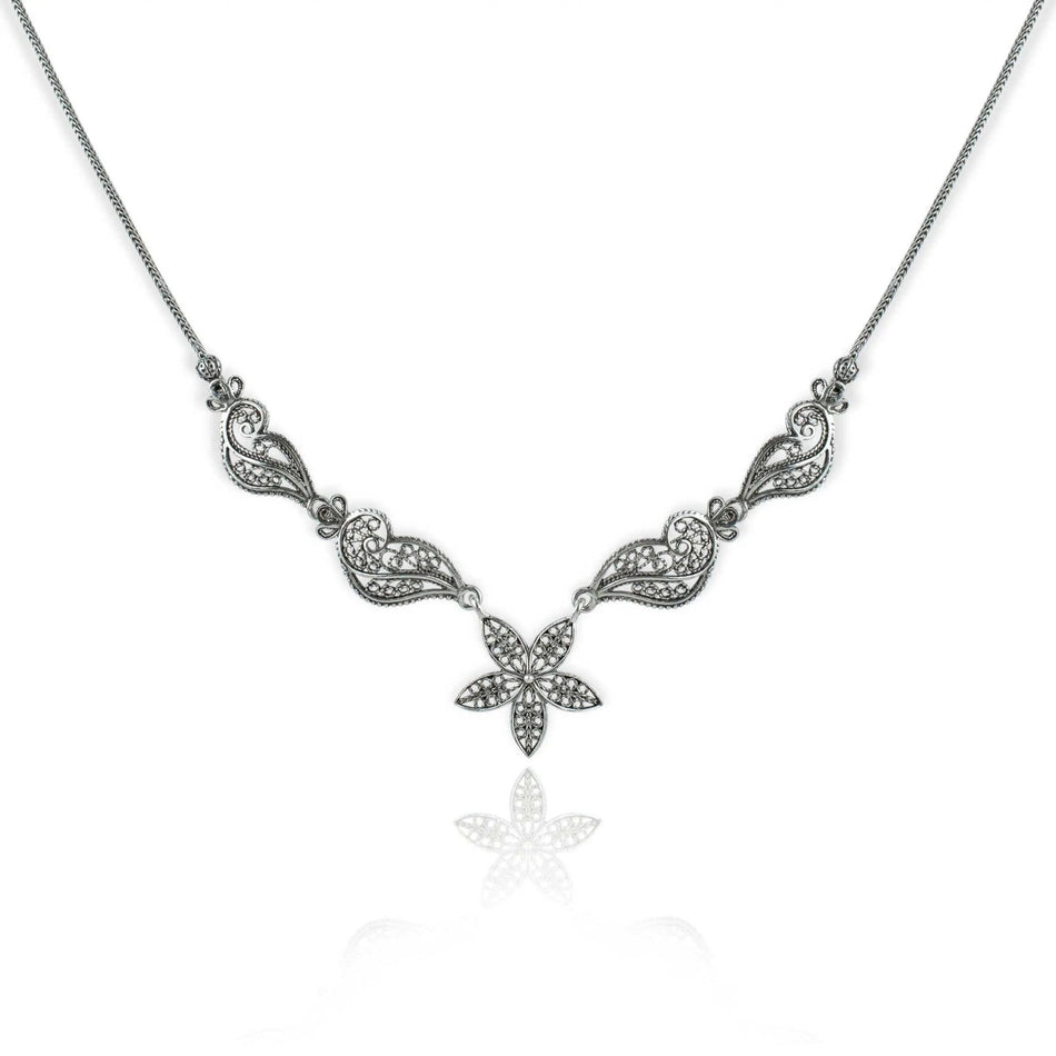 Filigree Art Women Sterling Silver Princess Necklace - Drakoi Marketplace