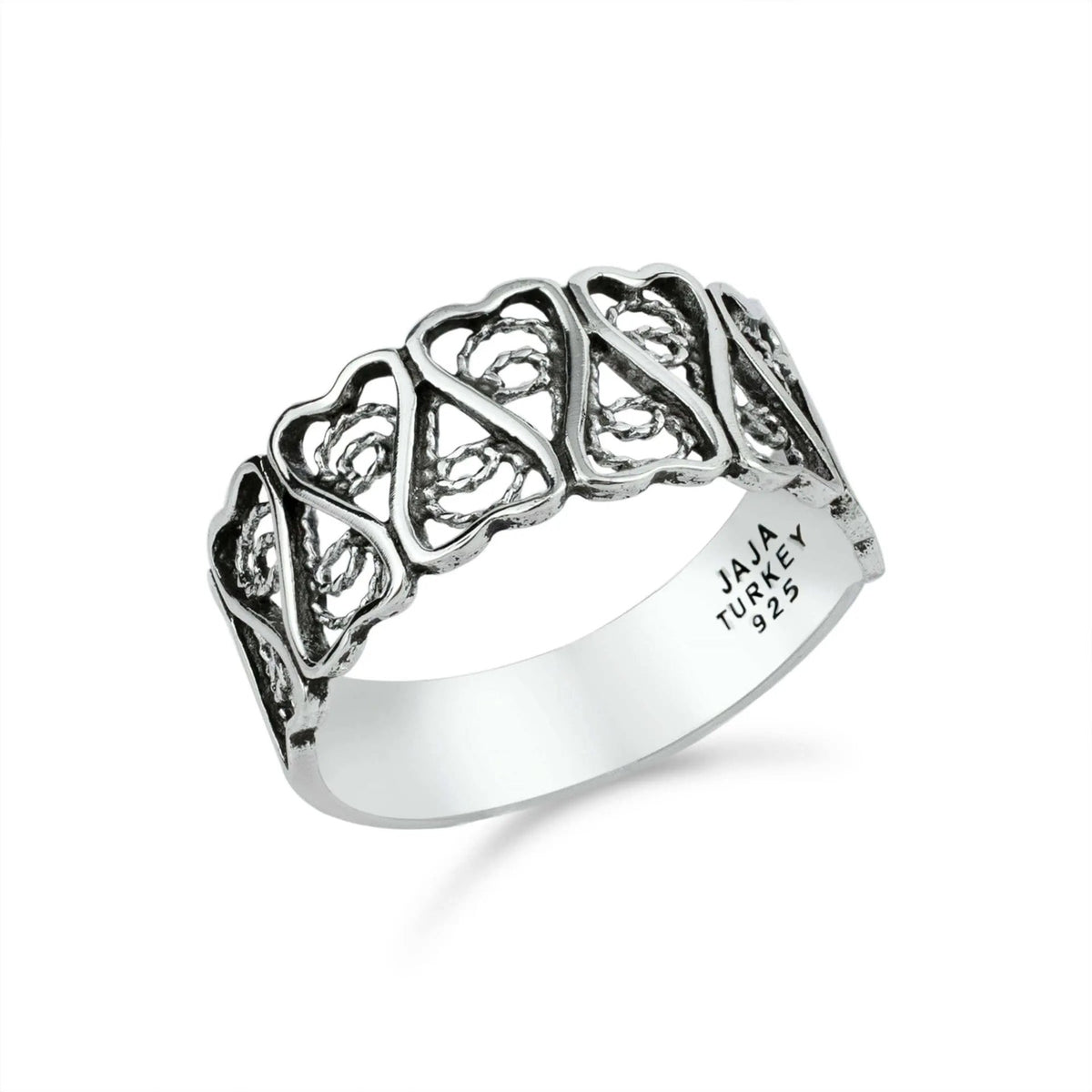 Filigree Art Women Sterling Silver Rose Design Band Ring - Drakoi Marketplace