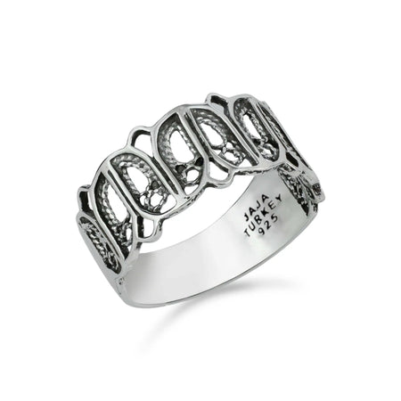 Filigree Art Women Tulip Figured Sterling Silver Band Ring - Drakoi Marketplace