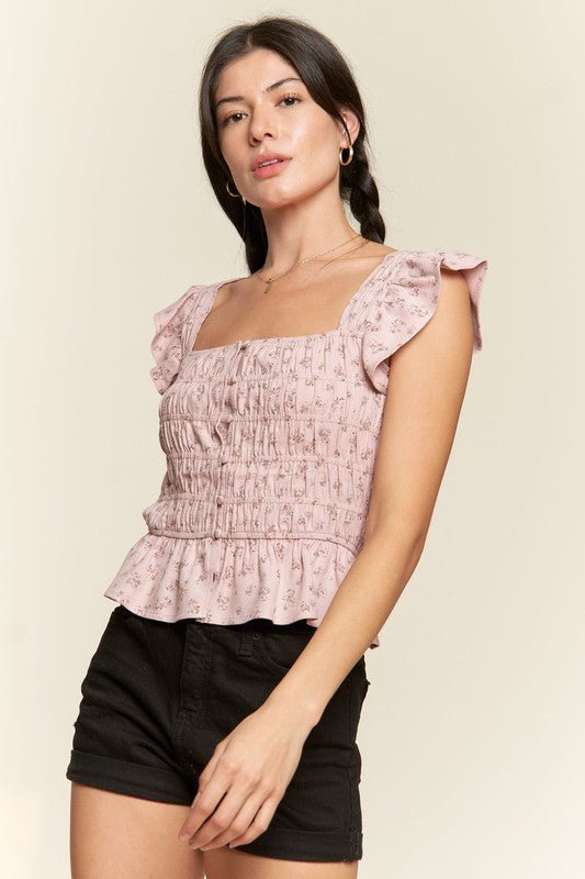 Floral print ruffled top - Drakoi Marketplace