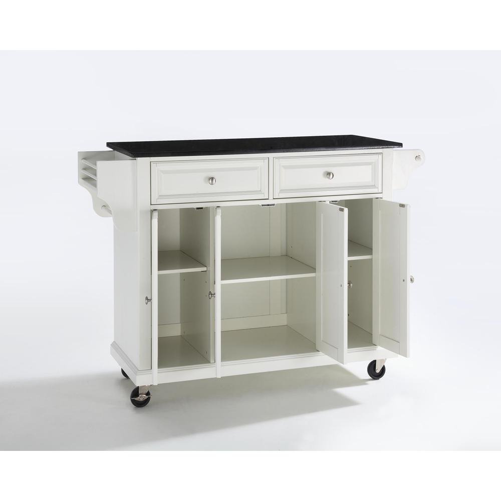 Full Size Granite Top Kitchen Cart White/Black - Drakoi Marketplace