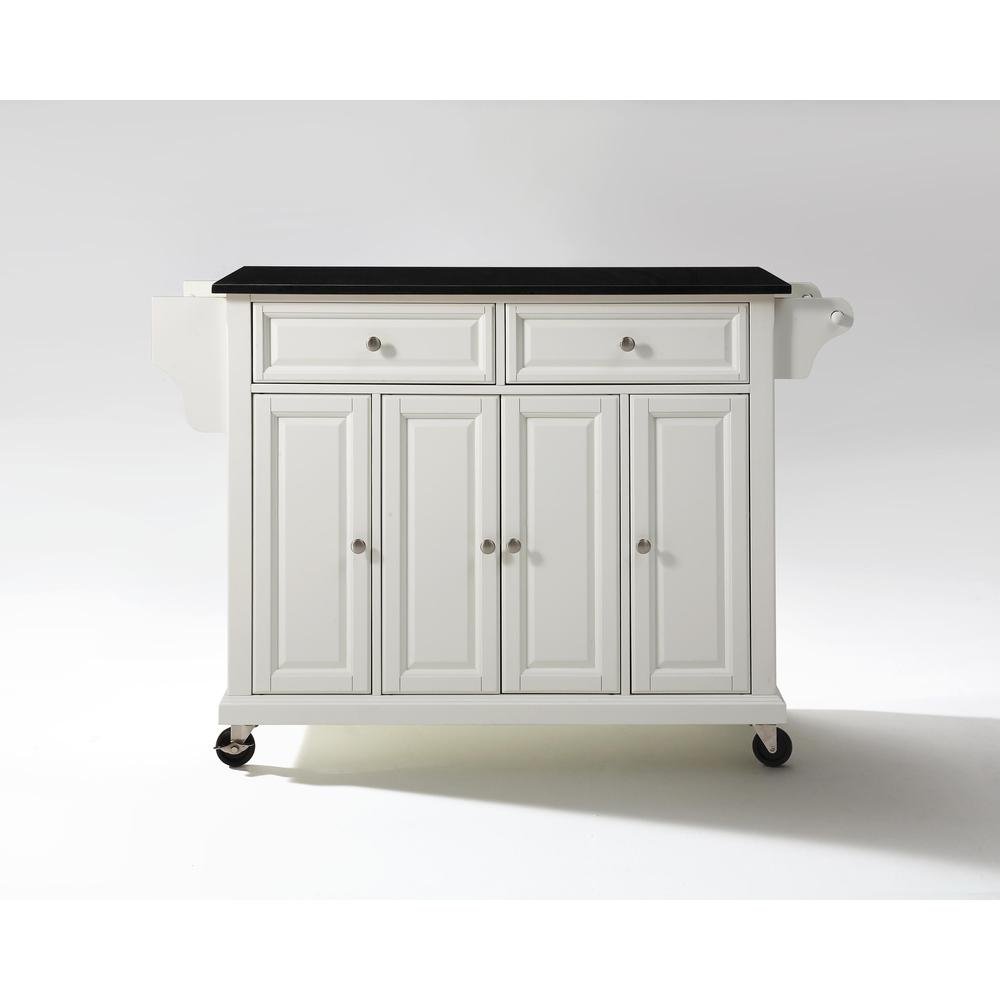 Full Size Granite Top Kitchen Cart White/Black - Drakoi Marketplace