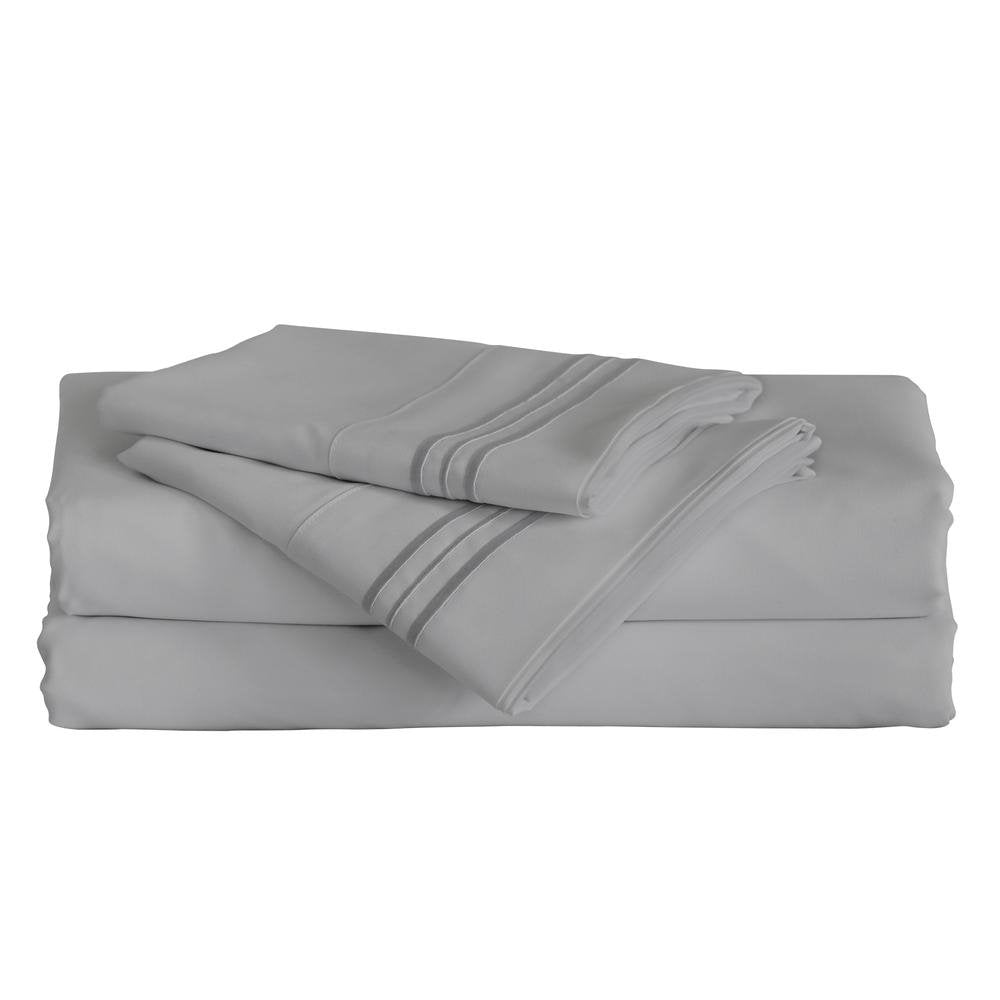 Furinno Angeland Vienne 4-Piece Microfiber Bed Sheet Set, California King, Grey - Drakoi Marketplace