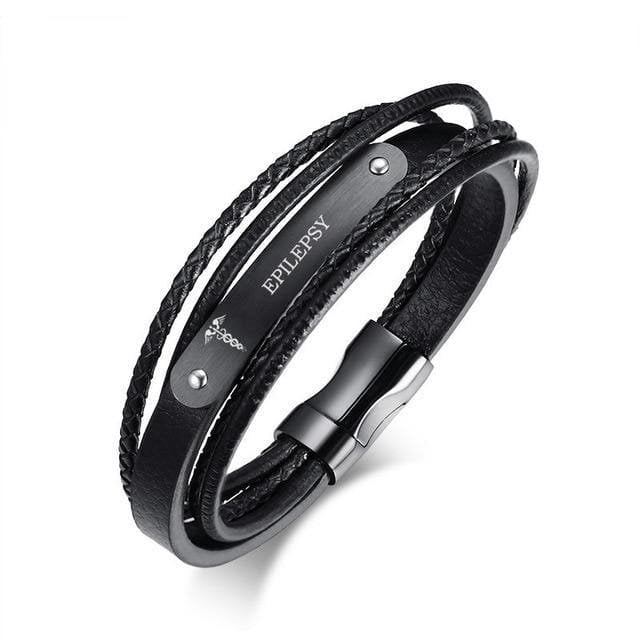 Genuine Leather Medical Alert ID Bracelet - Drakoi Marketplace