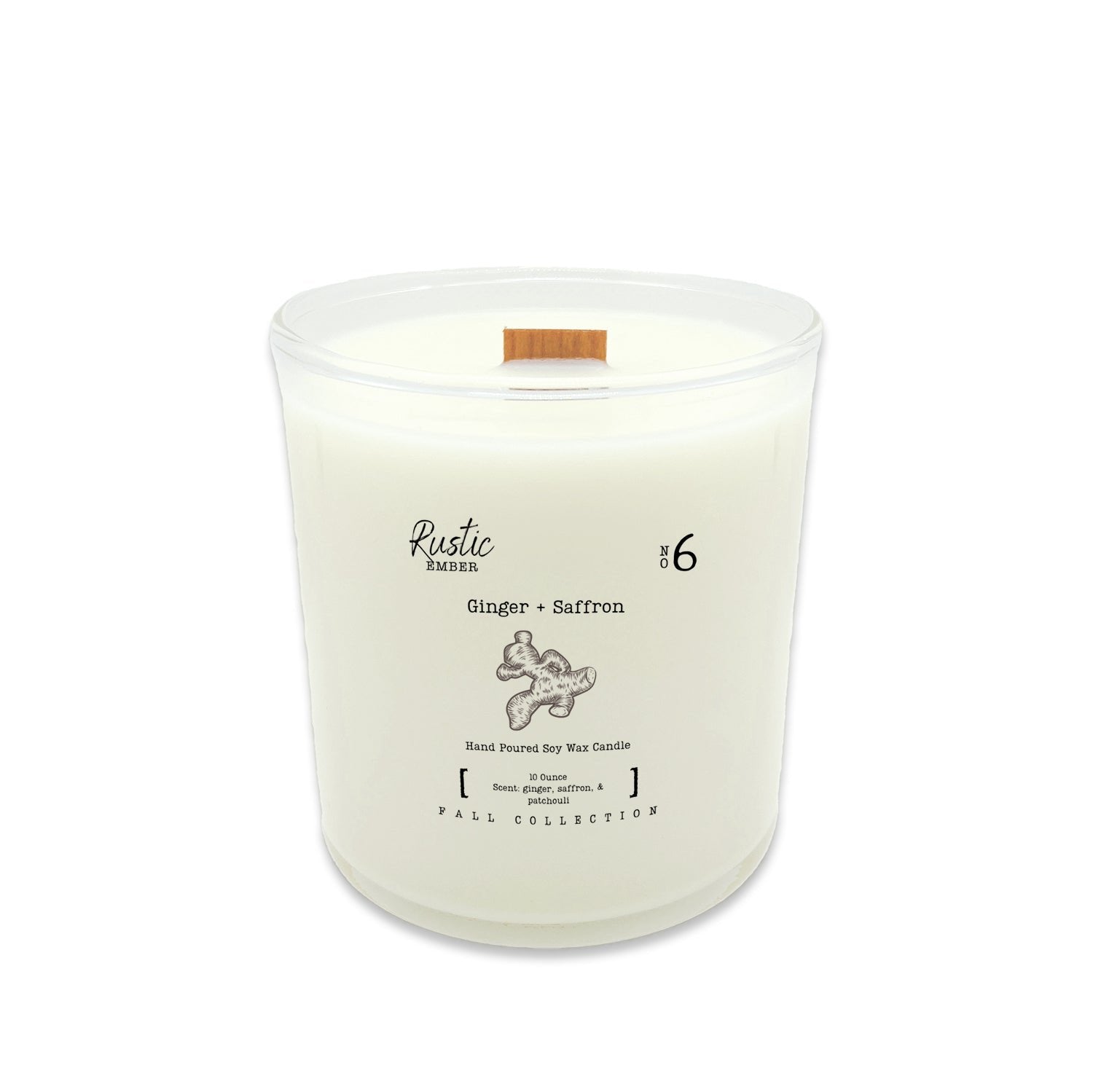 Ginger + Saffron | 10 Ounce Candle | Rustic Ember - Drakoi Marketplace