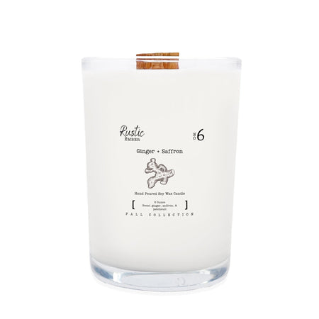 Ginger + Saffron | 8 Ounce Candle | Rustic Ember - Drakoi Marketplace