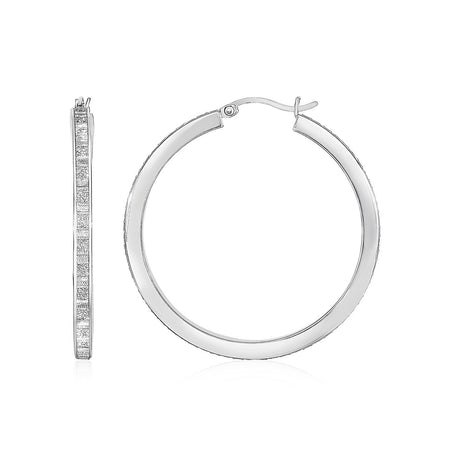 Glitter Textured Tube Hoop Earrings in Sterling Silver - Drakoi Marketplace