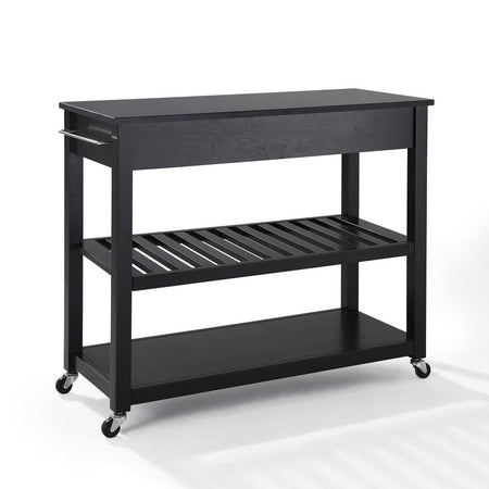 Granite Top Kitchen Prep Cart Black/Black - Drakoi Marketplace