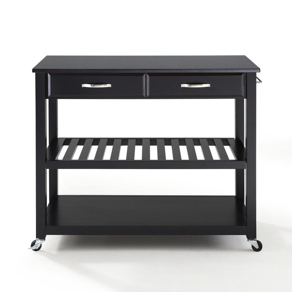 Granite Top Kitchen Prep Cart Black/Black - Drakoi Marketplace