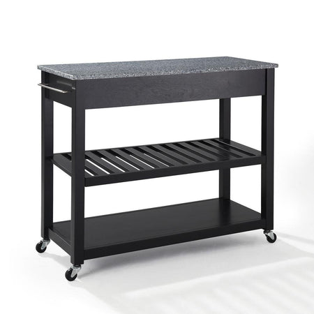 Granite Top Kitchen Prep Cart Black/Gray - Drakoi Marketplace