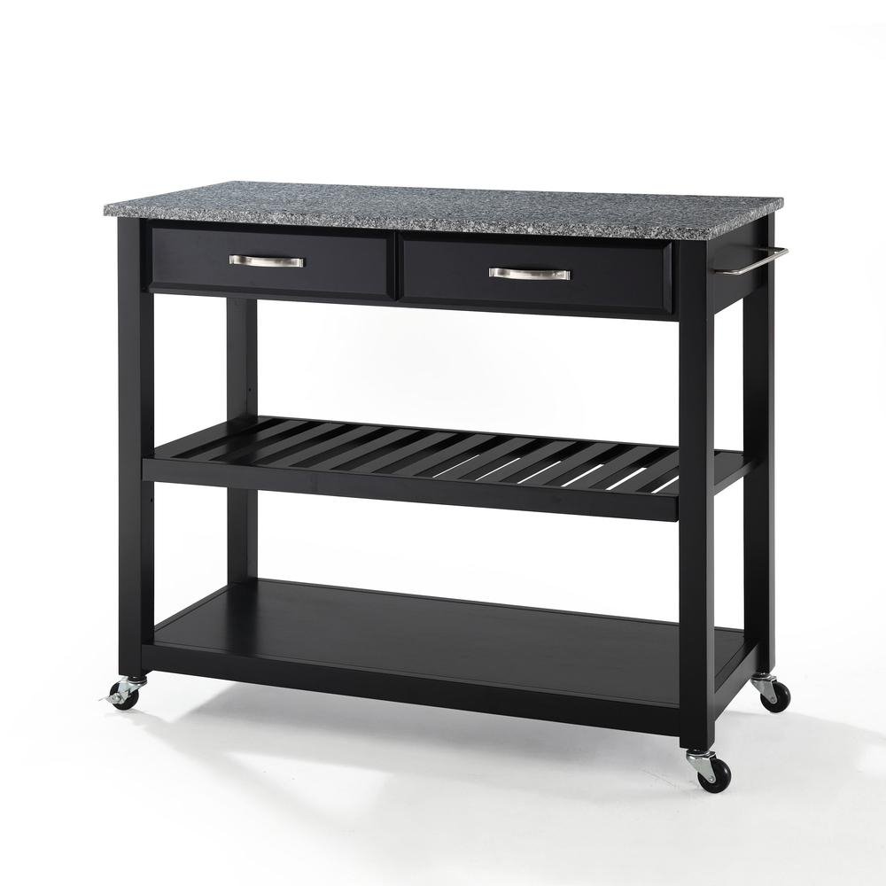 Granite Top Kitchen Prep Cart Black/Gray - Drakoi Marketplace