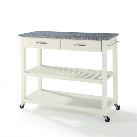 Granite Top Kitchen Prep Cart White/Gray - Drakoi Marketplace