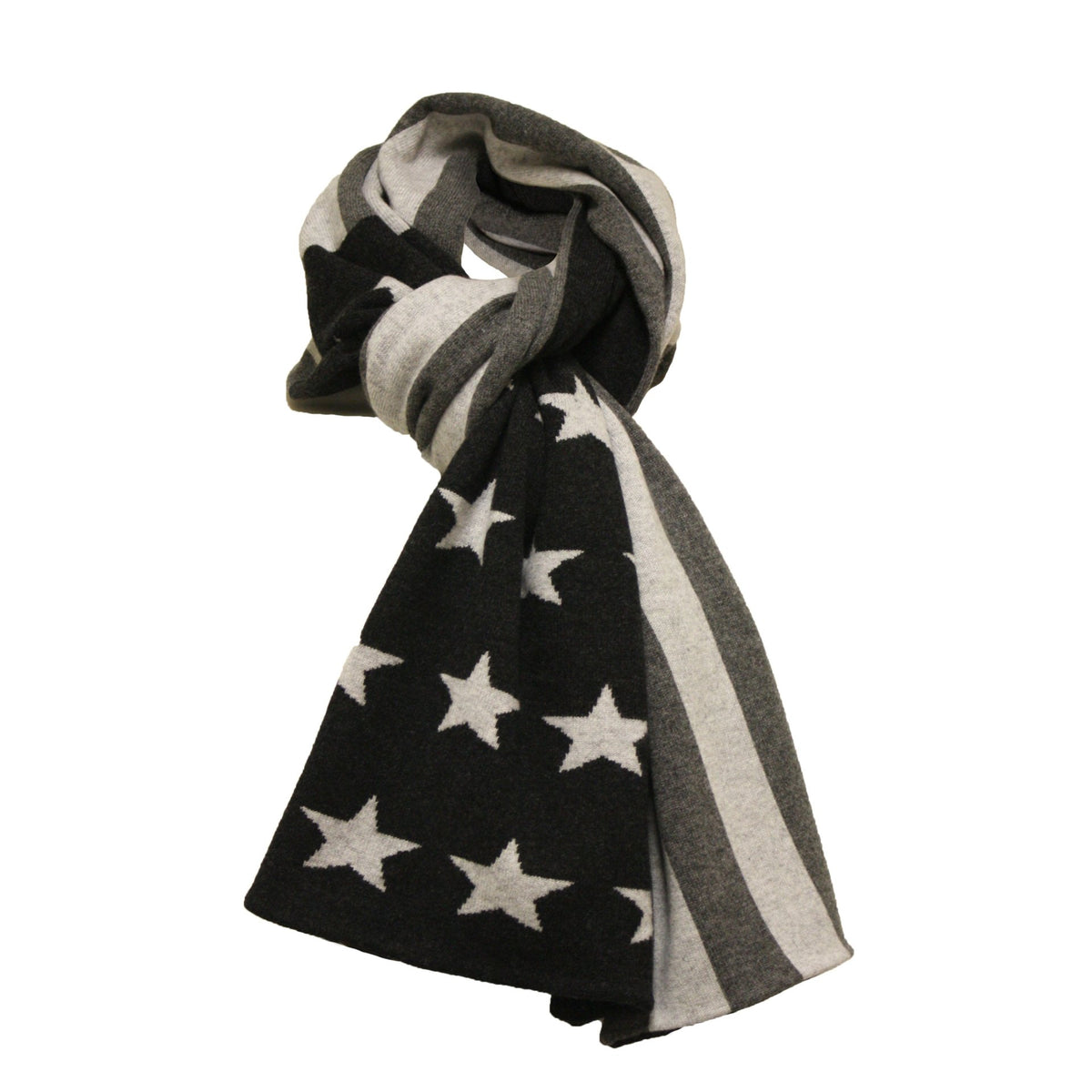 Grey American flag knitted Cashmere Scarf - Drakoi Marketplace