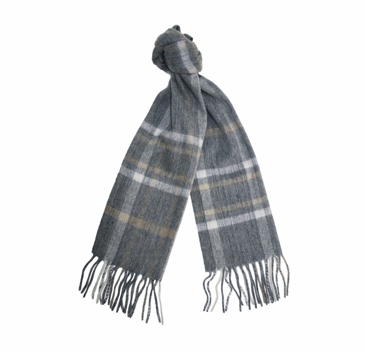 Grey Camel Cashmere Woven Check Scarf - Drakoi Marketplace