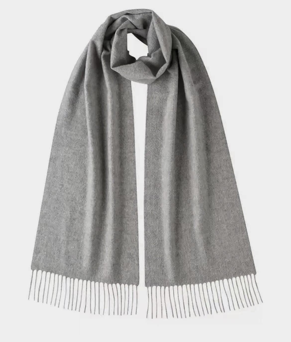 Grey Cashmere Scarf Woven Plain - Drakoi Marketplace