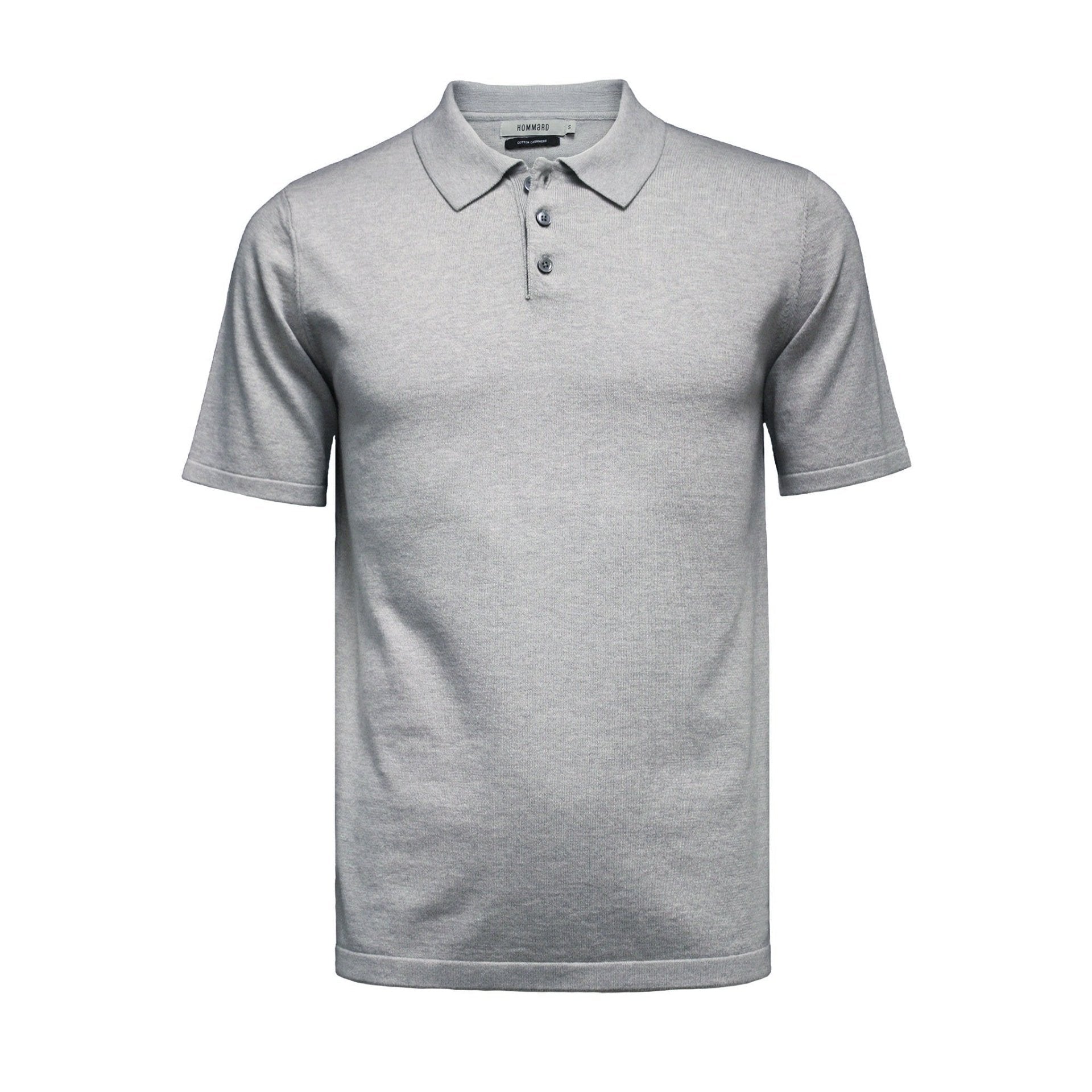 Grey Cotton Cashmere 3 Button Polo Shirt Oahu - Drakoi Marketplace