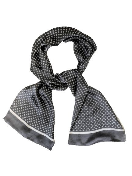 Grey Square 100% Silk Scarf 157 x 27 cm - Drakoi Marketplace