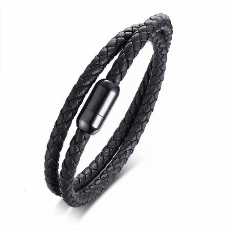 Handmade Magnetic Buckle Braided Leather Bracelet - Drakoi Marketplace