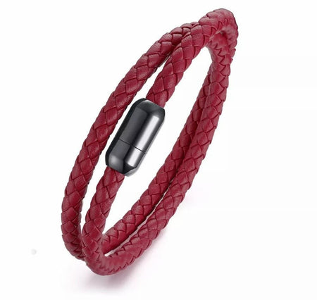 Handmade Magnetic Buckle Braided Leather Bracelet - Drakoi Marketplace