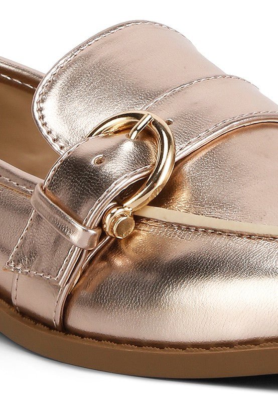 Haruka Metallic Faux Leather Loafers - Drakoi Marketplace