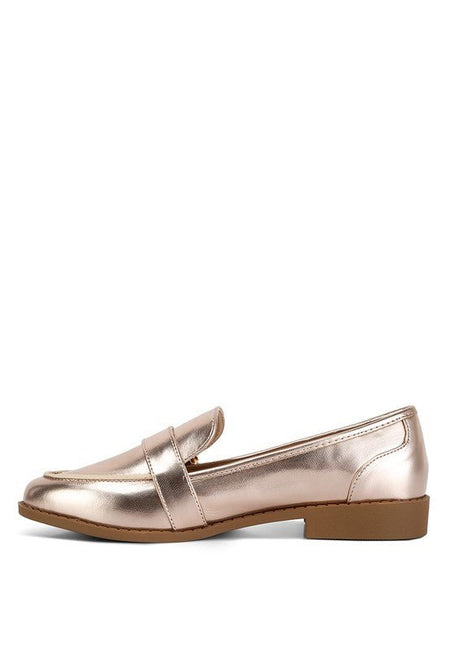 Haruka Metallic Faux Leather Loafers - Drakoi Marketplace