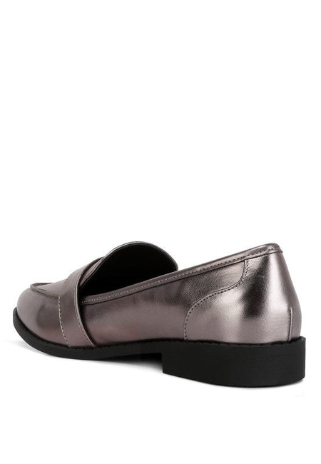 Haruka Metallic Faux Leather Loafers - Drakoi Marketplace