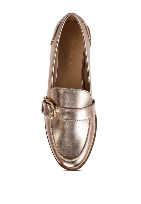 Haruka Metallic Faux Leather Loafers - Drakoi Marketplace