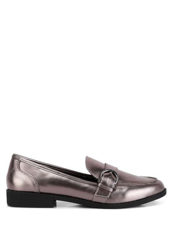 Haruka Metallic Faux Leather Loafers - Drakoi Marketplace