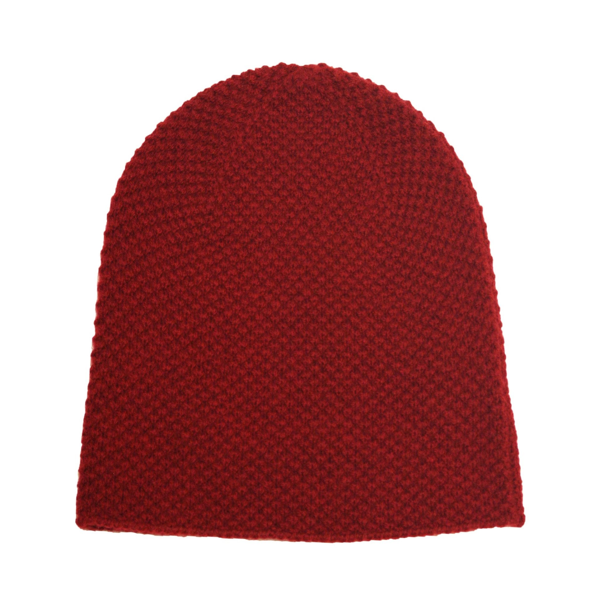 Heavy Seed stitch knitted Cashmere Beanie Soldeu Bordeaux - Drakoi Marketplace