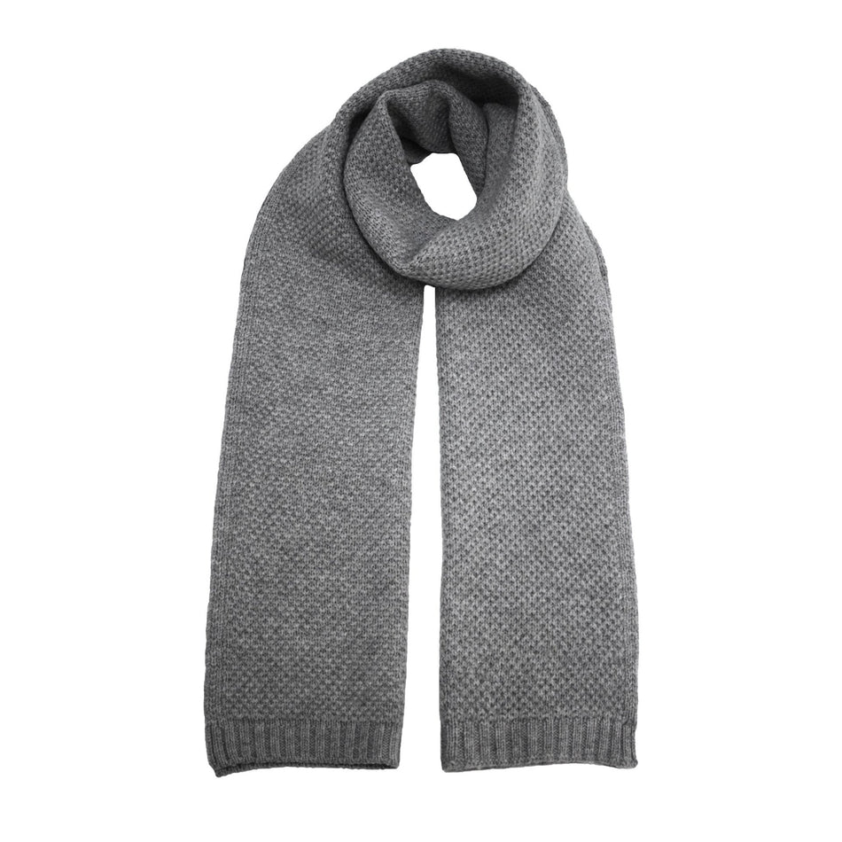 Heavy Seed stitch knitted Cashmere Scarf Milkyway Grey - Drakoi Marketplace