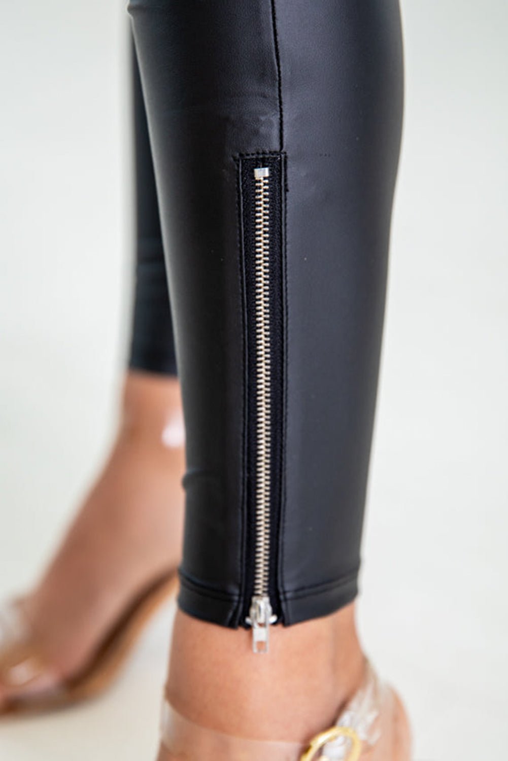 Heidi Faux Leather Zipped Detail Leggings - Drakoi Marketplace