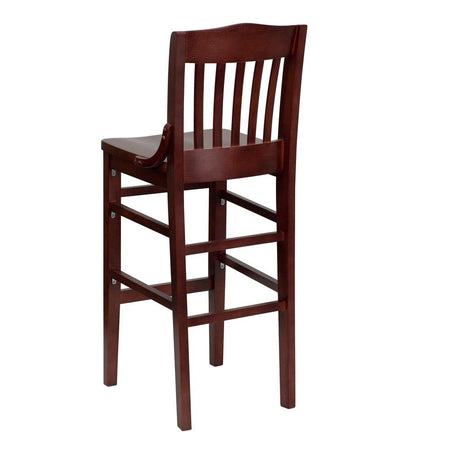 HERCULES Series School House Back Mahogany Wood Restaurant Barstool - Drakoi Marketplace