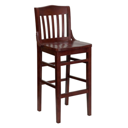 HERCULES Series School House Back Mahogany Wood Restaurant Barstool - Drakoi Marketplace