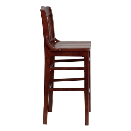 HERCULES Series School House Back Mahogany Wood Restaurant Barstool - Drakoi Marketplace