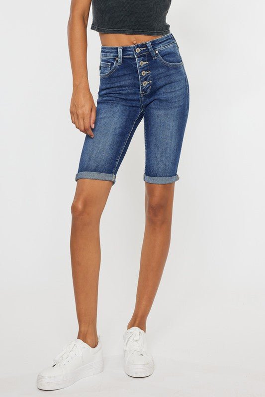 High Rise Cuff Bermuda Jeans - Drakoi Marketplace