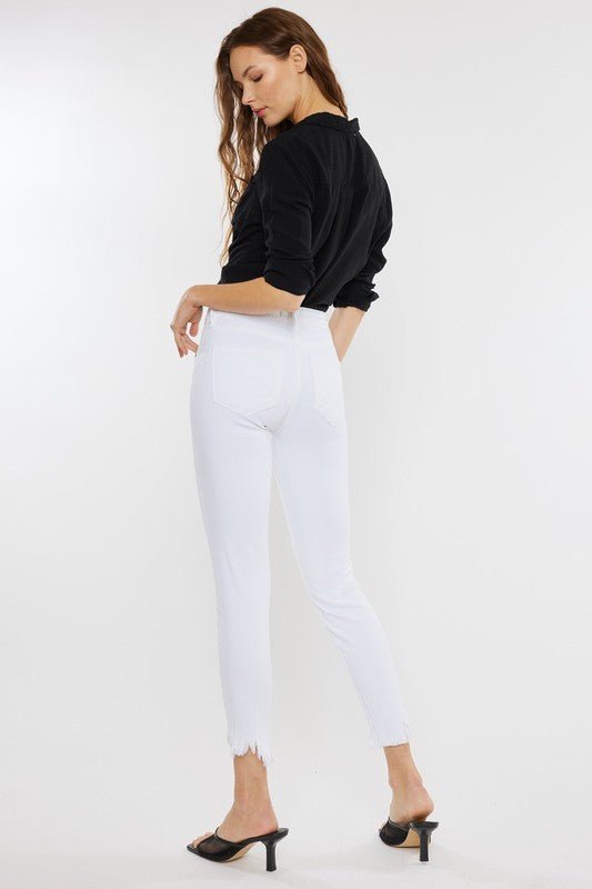 High Rise Hem Detail Ankle Skinny Jeans - Drakoi Marketplace