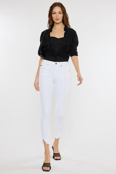 High Rise Hem Detail Ankle Skinny Jeans - Drakoi Marketplace