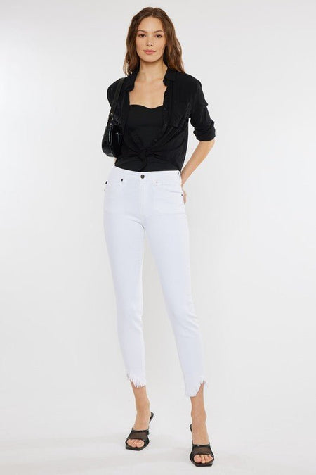 High Rise Hem Detail Ankle Skinny Jeans - Drakoi Marketplace