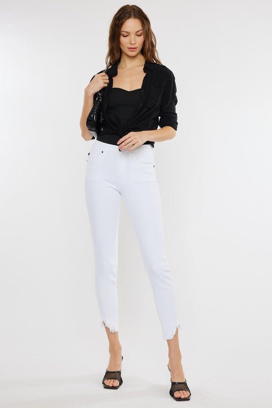 High Rise Hem Detail Ankle Skinny Jeans - Drakoi Marketplace