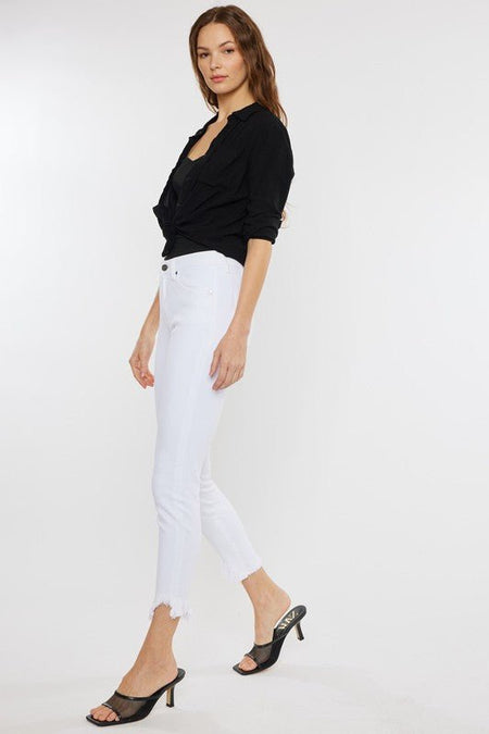 High Rise Hem Detail Ankle Skinny Jeans - Drakoi Marketplace