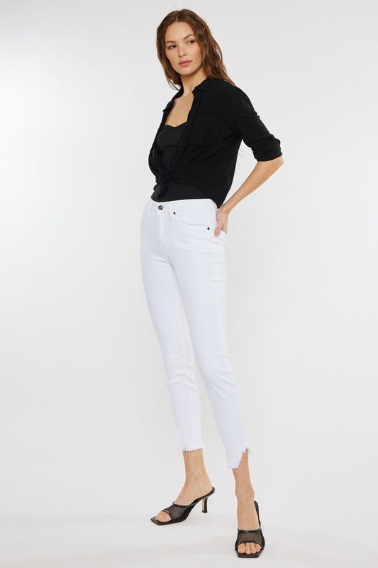 High Rise Hem Detail Ankle Skinny Jeans - Drakoi Marketplace